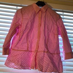 Pink and white checkered blouse